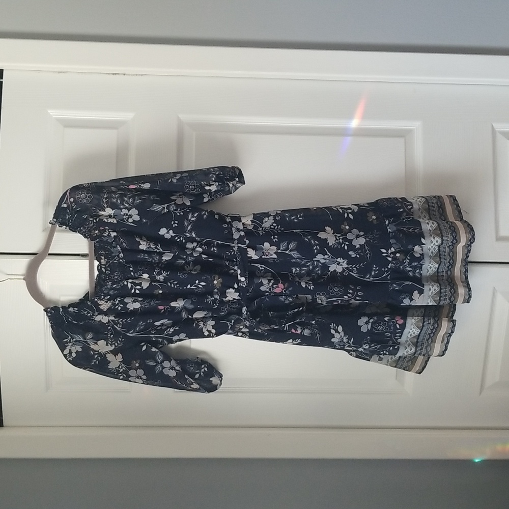 Maurice's floral navy dress with tie belt M